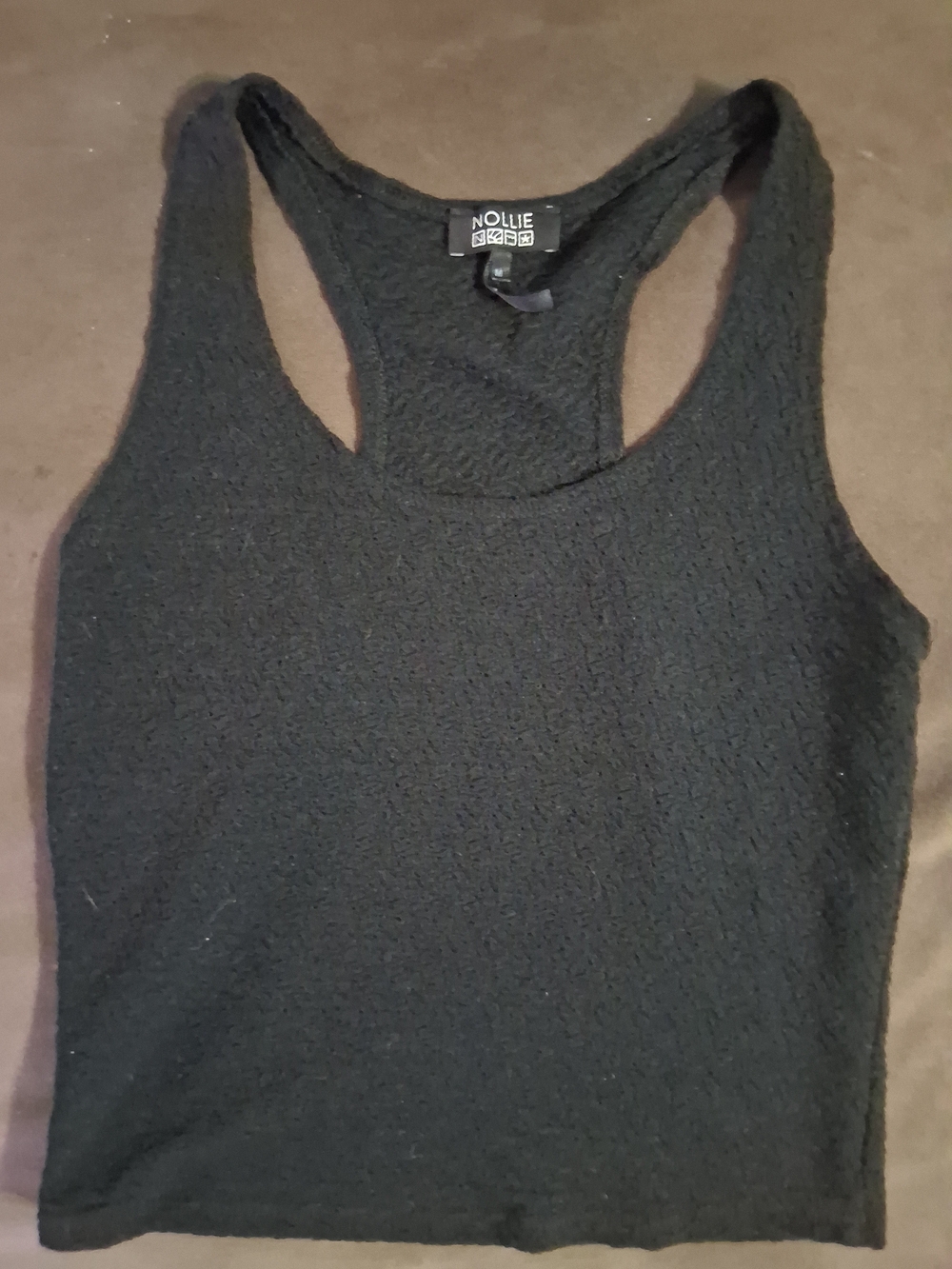 Nollie Black Textured Racerback Tank